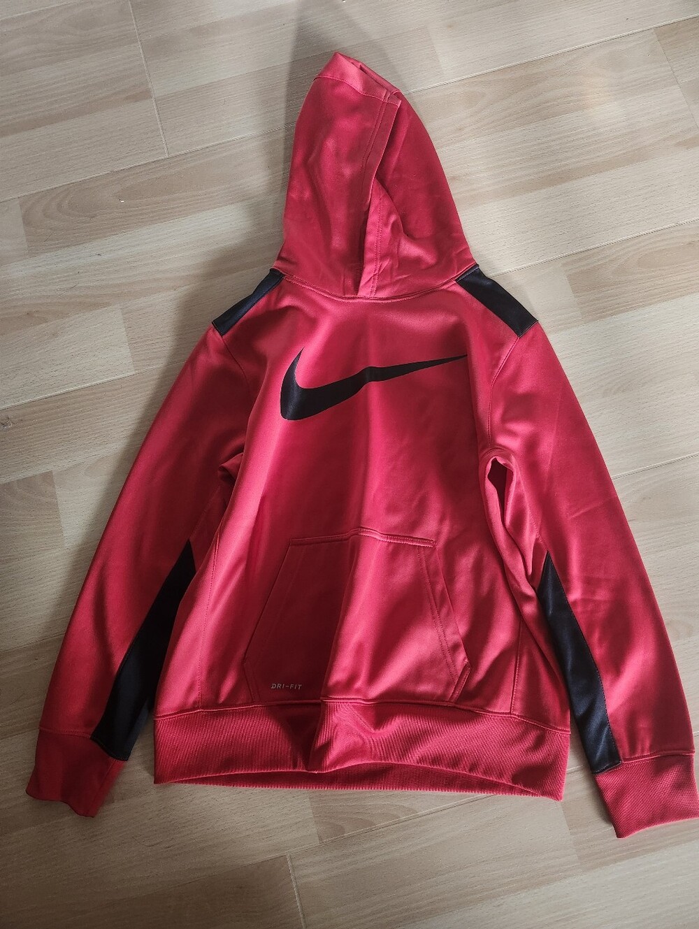 Nike Red Hooded Performance Pullover with Black Swoosh
